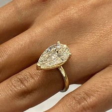 14K Yellow Gold Solitaire 5ct Pear Lab-Created Diamond Engagement Ring E/VVS2