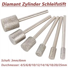 Diamant Fr&auml;ser Schleifstift 4mm-25mm Diamantschleifer Zylinder Bits f&uuml;r Dremel