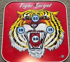 Nrmt Ohio Arts VINTAGE Tin Litho Tiger Target 9 Bullseye Colorful Fun Wall Art