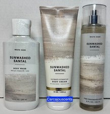 Bath Body Works Sunwashed Santal Body Wash Body Cream Fragrance Mist Gift Set