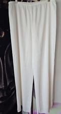 St John Cream Satin Fashion Fit Flowy Elastic Waist Wide Leg Pant L YJ01