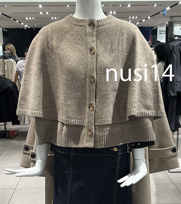 ZARA NEW WOMAN KNIT CAPE CARDIGAN BOLERO WITH WOOL MINK S,M,L 2488 