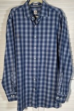 peter millar dress shirt xl Blue Plaid Cotton office core classic