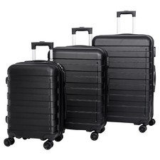 3 Piece Luggage Set Expandable Suitcase Spinner Carry-on Luggage Travel Black