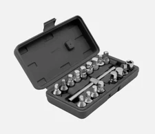 Oil Drain Pipe Plug Hexagon Square Socket Key Removal Tool Set 18Pcs  3/8''Drive