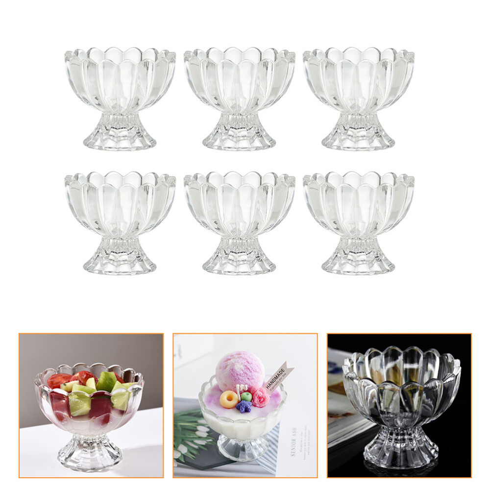 6Pack Mini Glass Trifle Bowls with Short Stems 100ml eBay