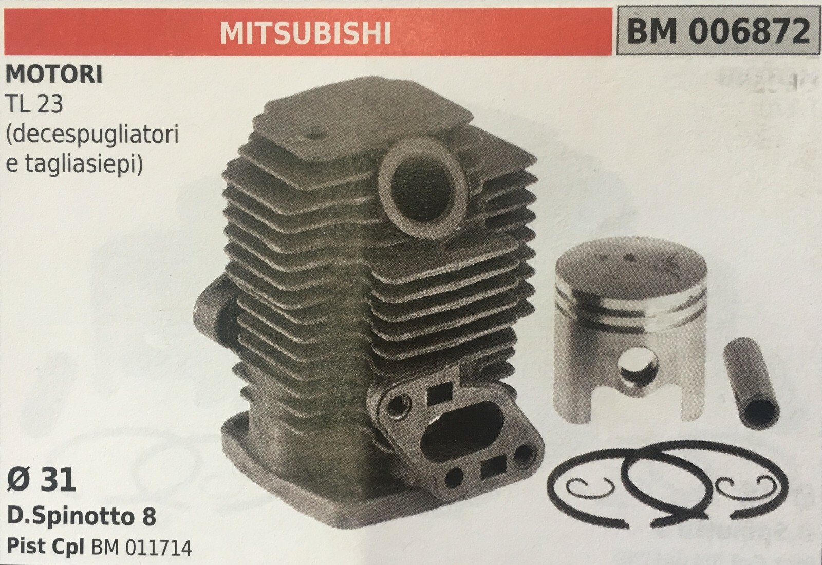 CILINDRO COMPLETO DI PISTONE E SEGMENTI BRUMAR BM006872 MITSUBISHI