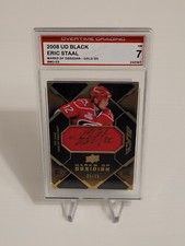 2008 UD Black Marks Of Obsidian GOLD #MO-ES Eric Staal AUTO 25/25 Graded 7 NM