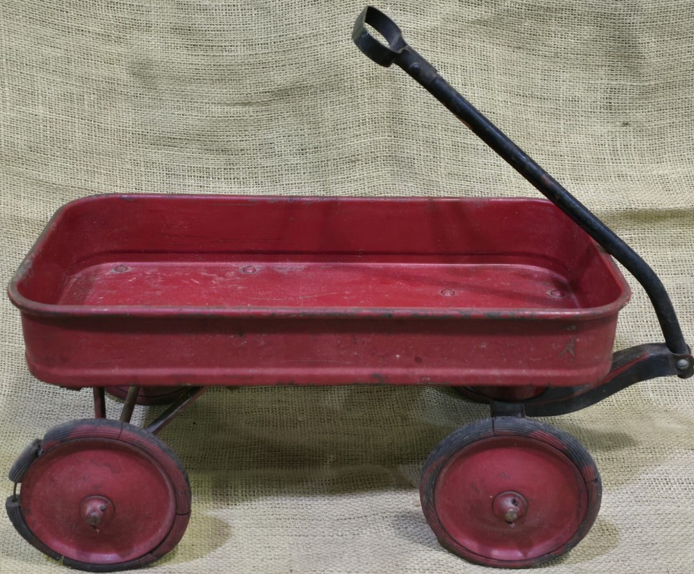 Antique BABY RUTH Little Red Wagon 1940s Toy Heavy Steel 16.5