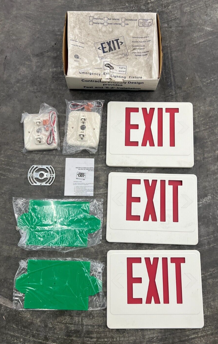 MISCELLANCEOUS PARTS BROOKS LIGHTING SCES1 EMERGENCY EXIT LIGHTING ...