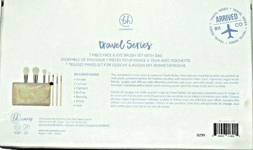 BH Cosmetics Brush Set 7 Piece Travel Series Face & Eye Essentials w/ Travel Bag - Picture 6 of 6