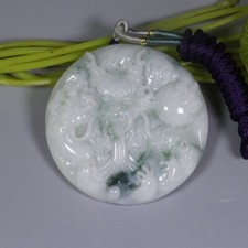 Certified Green 100 Natural A Jade Jadeite Fine Pendant Dragon 1741
