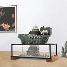 Tabletop Water Fountain with LED Light Resin Glass Waterfall Home Indoor Decor