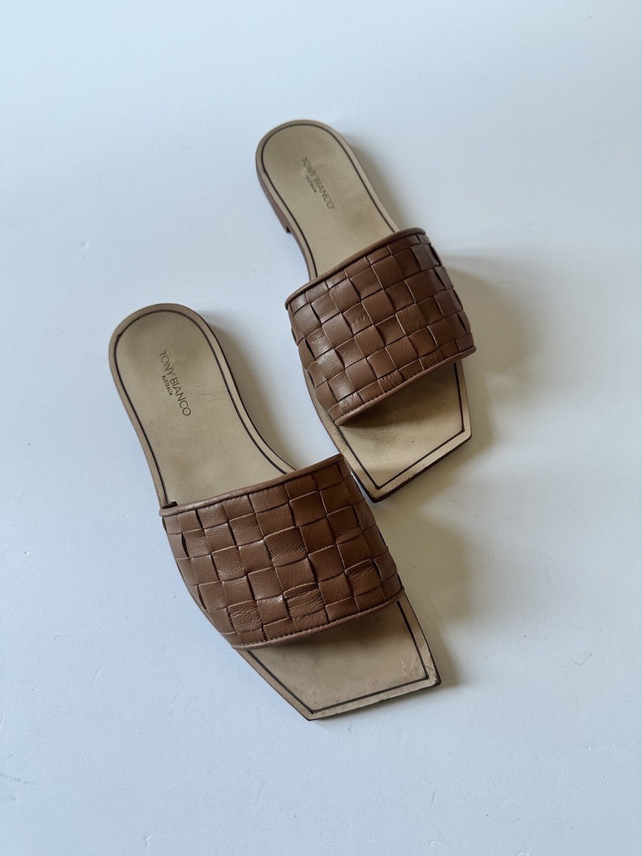 Tony Bianco Raquel Slides Tan Brown Leather $100