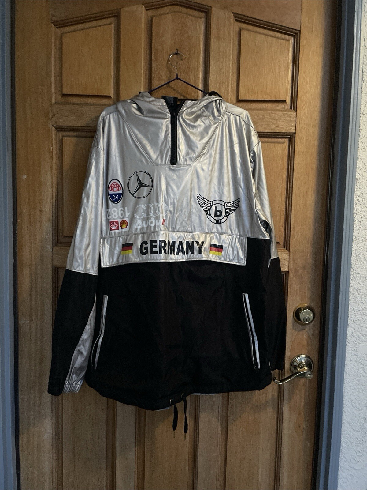 Metallic Hoodie Sweatshirt with Germany Luxury Cars Mercedes Bentley Audi Sport D&M NWOT  -image