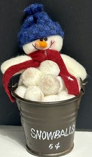 Snowman Pail Hanging Christmas Tree Decoration - Snowman in 5 cents Metal Bucket