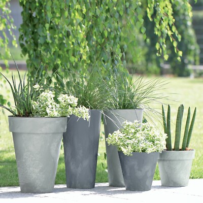 URBNLIVING Blumentopf Mit Beton-Optik – Groß & Stabil Für Garten, Balkon & Wohnung