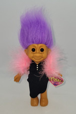 Russ Troll Teen Fashion Tracey Black Dress Tagged Purple Hair Boa Doll