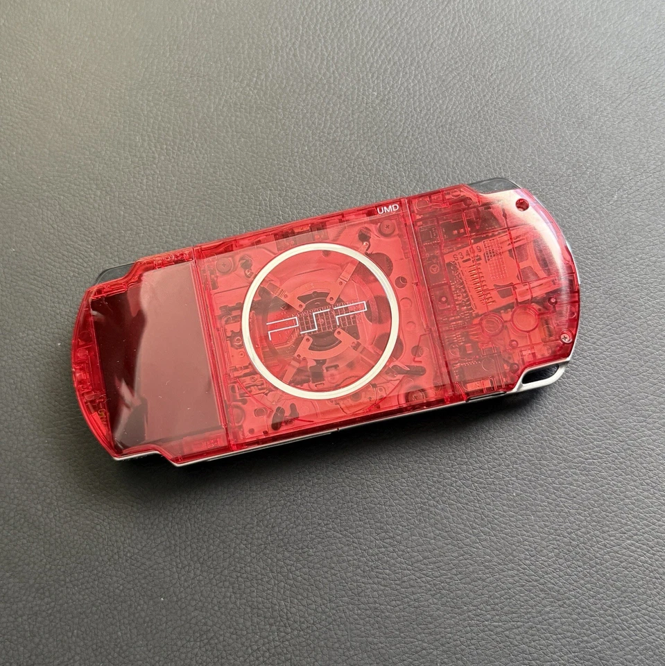 Clear Red Custom PSP Console Bundle: Includes Battery, Storage, and More - Image 2 of 2