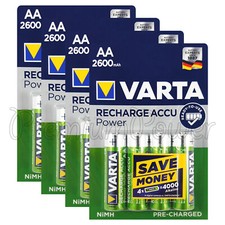 16 x Varta AA 2600mAh batteries Rechargeable Ni-MH 1.2V HR6 Stilo Power Accu 5.73 per battery