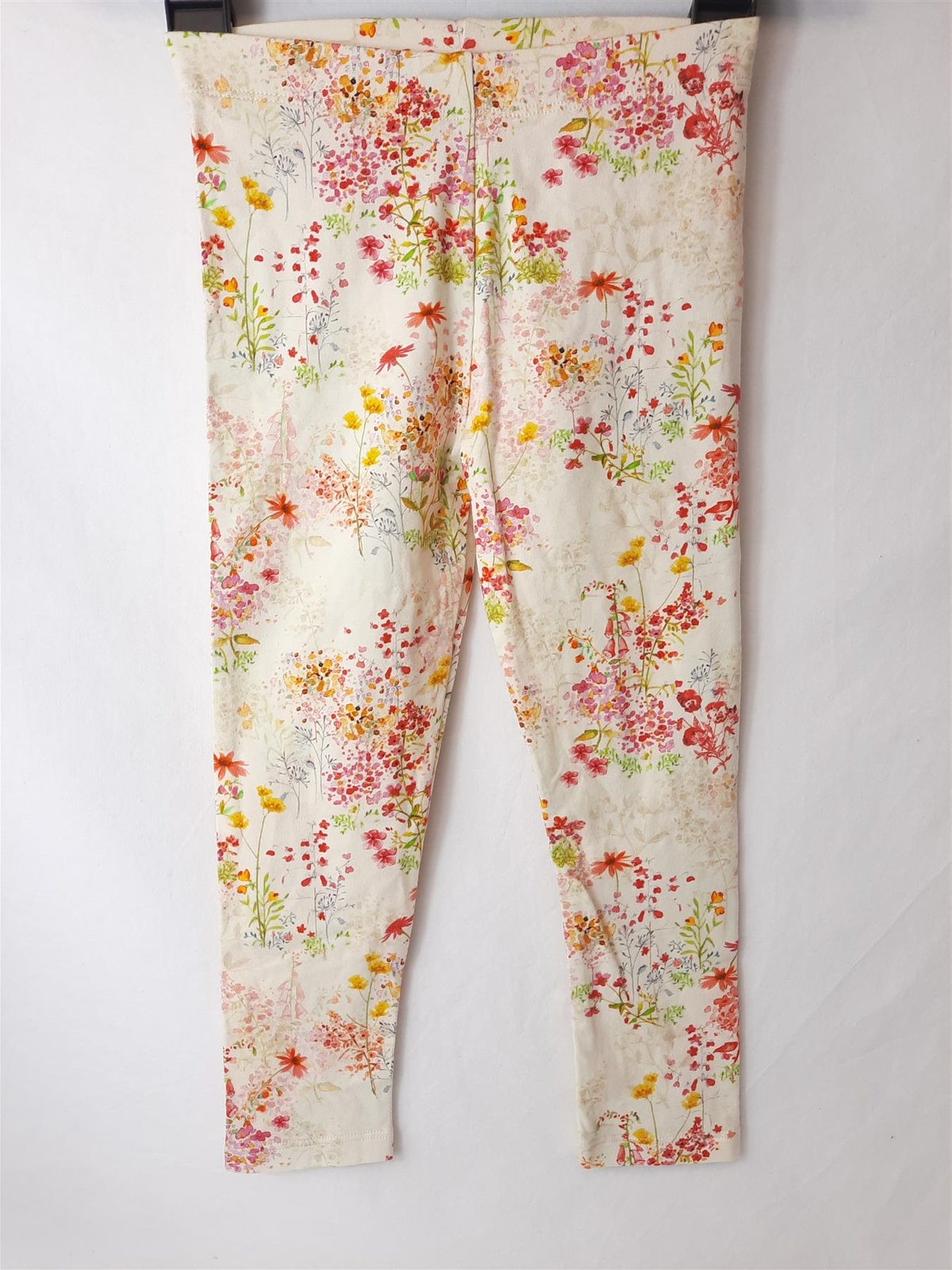 Girls' Cotton Floral Leggings 2Pack Soft Stretch Trousers Ex