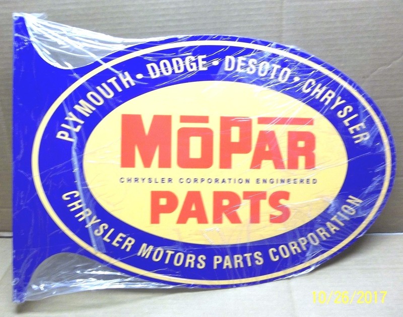 Awesome Mopar 2 Sided Flange Sign.  Heavy Steel Sign with Nice Colors and Shine