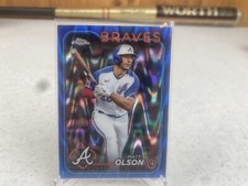 Matt Olson 2024 Topps Chrome Blue Raywave Refractor /150 #23 Atlanta Braves