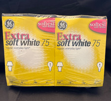 TWO 2 Genuine NEW GE 75 Watt 4-Pack Long Life Soft White Light Bulbs NOT LED