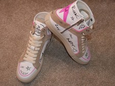 Women's High-Top Leather Sneakers ZADIG  VOLTAIRE Graffiti Size 40 US 9.5 NEW