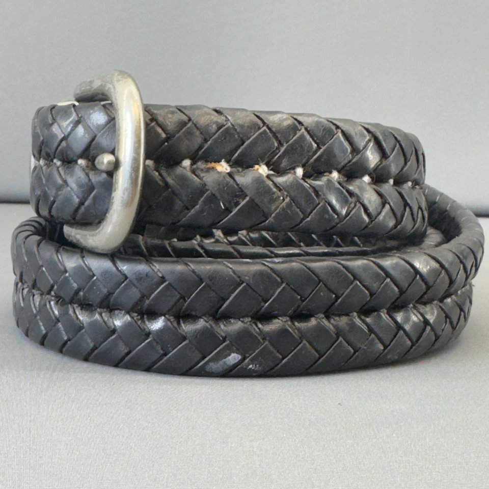 Cinturón trenzado de cuero negro Coach para hombre hebilla de latón talla 40 Foto 3 de 4