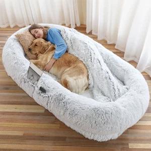 Lit de chien humain, grande taille vous convient et animaux de compagnie, lit de chien lavable en fausse fourrure
