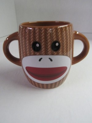 Galerie Sock Monkey 16 oz Ceramic Coffee Or Cocoa Mug With 2 Handles 