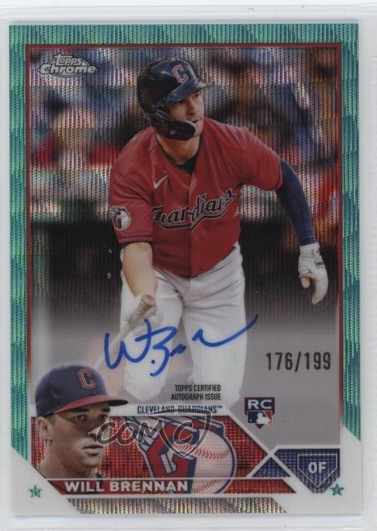2023 Topps Chrome Rookie Aqua Wave Refractor /199 Will Brennan #RA-WBR Auto 01ic