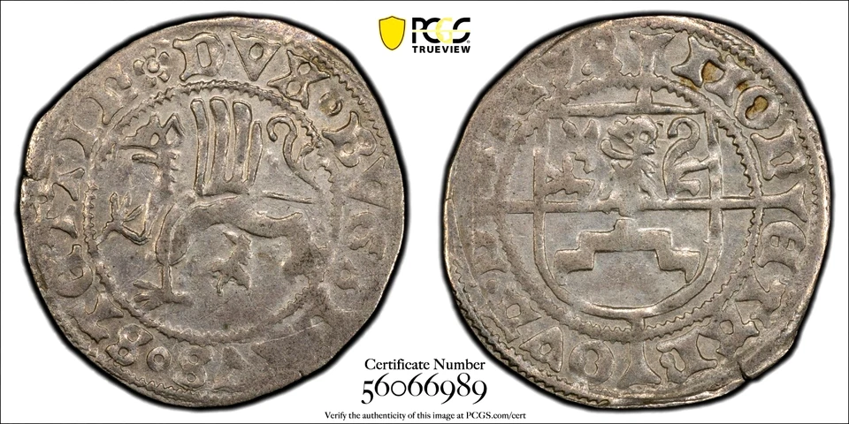 1492 Schilling Germany - Pomerania, Bogislaus X - PCGS AU55, solo finest - Image 2 of 4
