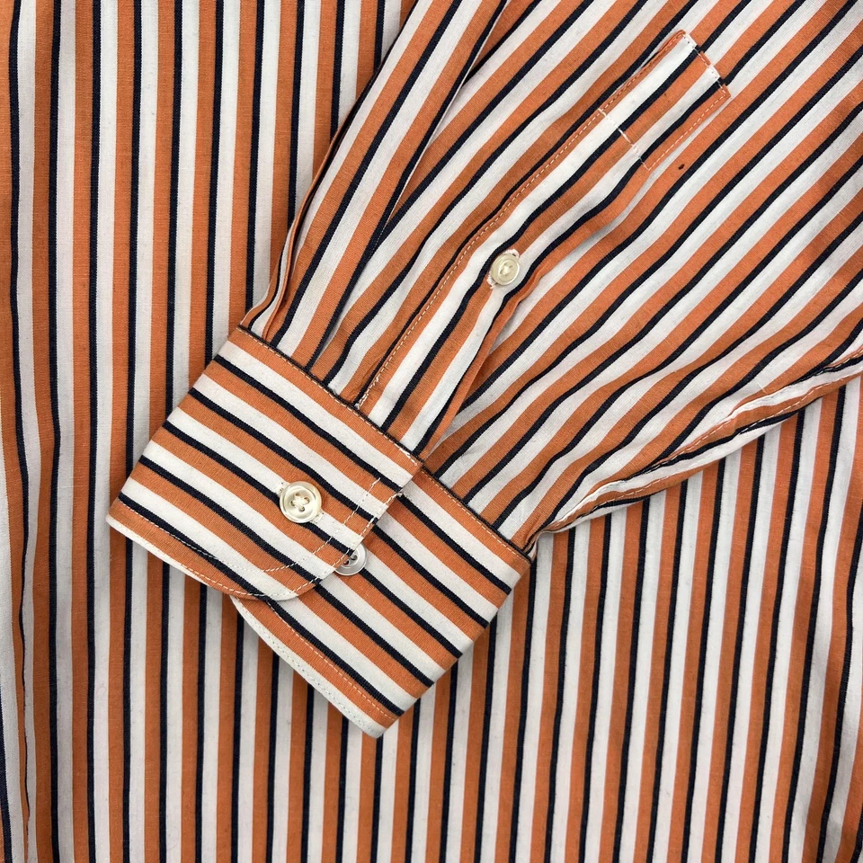 Chaps Button Down Shirt Mens XL Orange White Striped Long Sleeve Preppy Casual - Image 4 of 4