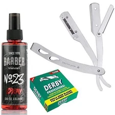 The Shave Factory Straight Edge Razor Kit (Matte/Barber No23 50ml Cologne / 100