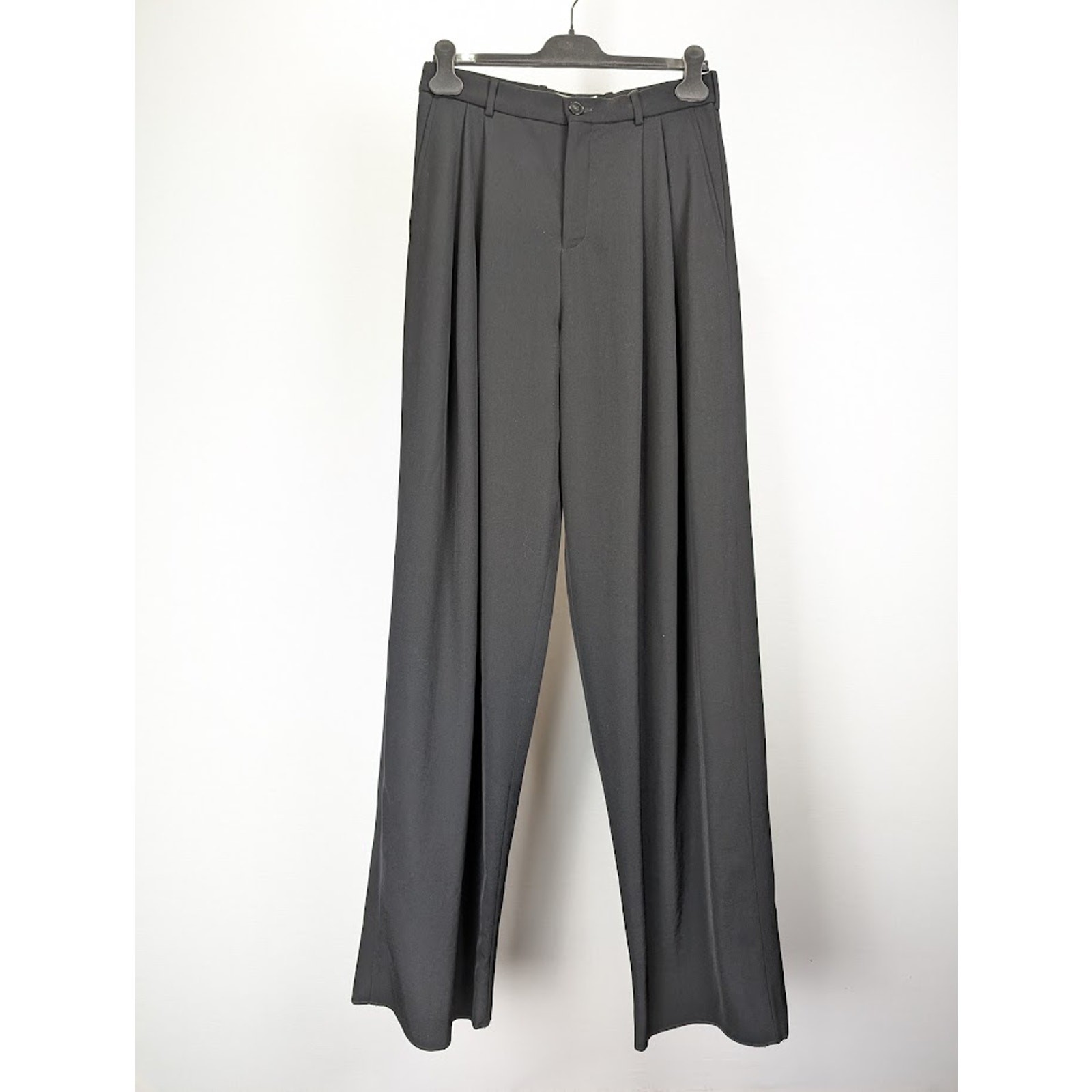 Saint Laurent Paris Pantalone Gabardine Fluido Nero Nuovo con etichette 48