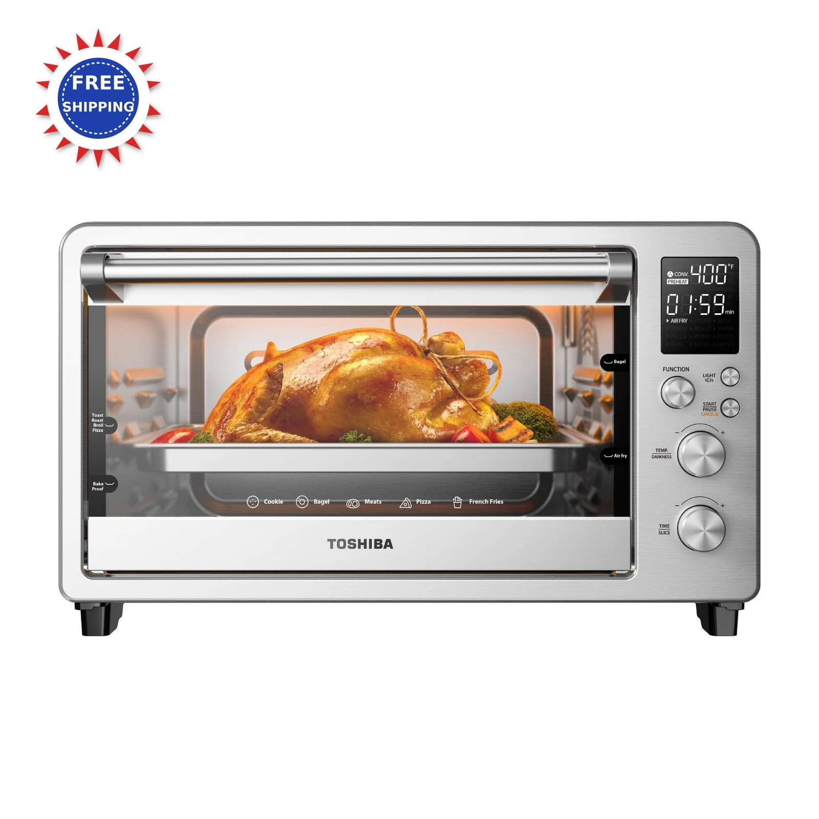 Air Fryer Toaster Oven Combo 26.4 QT Large Capacity 12-in-1 Stainless Steel
Opens in a new window or