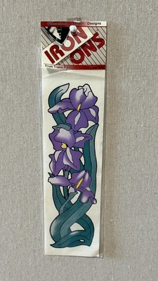 Vintage Trans-Easy Iris Iron-On Velour Transfer 9732 Purple Floral USA NOS