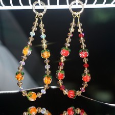 Phone Charm Strap Beaded Crystal Persimmon Phone Wrist Hand Bracelet Handmade