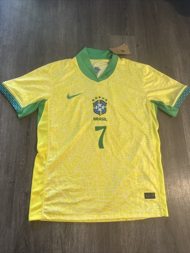 2024 Brazil Vini Jr #7 Vinicius Junior Home Soccer Jersey Large L