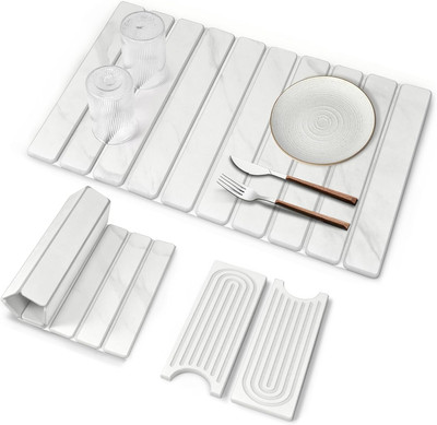 Large Stone Dish Drying Mats for Kitchen Counter, Eco - Friendly Diatomaceous St