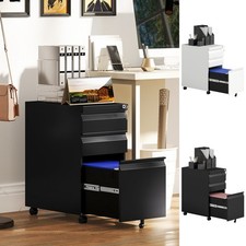 3-Drawer Filing Cabinet with Lock and Wheels for A4 Legal and Letter Size