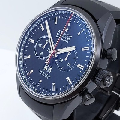Armbanduhr Zenith El Primero Rattrapante aus schwarzem DLC-Stahl, Fullset