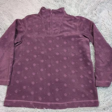 Denim & Co. Sweatshirt Womens L Purple Cozy Comfort Quarter Zip Casual