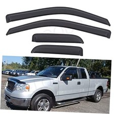Set of 4 Front Rear Smoke Sun Rain Guard for 2004-2014 Ford F150 Extended Cab