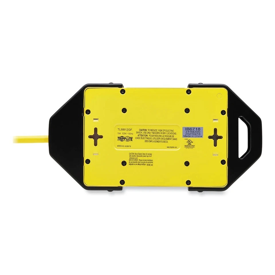 Tripp Lite TLM812GF 8-Outlet Safety Power Strip w/ GFCI Plug - Yellow/Black New - Image 4 of 4