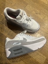 Nike Air Max 90 Womens Trainers UK 6 White Grey Silver Glitter Sparkle Shoes