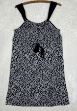 F. Appel  Dress M Black Floral Sleeveless Short Sundress Scoop Neck