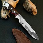 8.7" D2 Camping Knife Full Tang Resin Handle Fixed Outdoor Blade Leather Sheath — photo 6